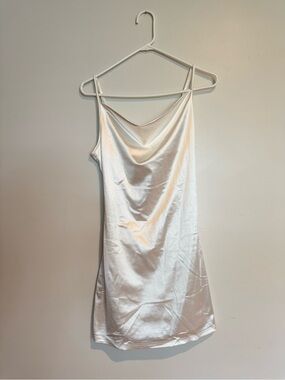 Silky White Cowl Neck Y2K Dress Size 6 Medium